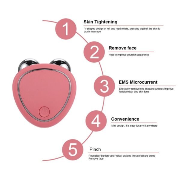 Portable Facial Micro-current Beauty Instrument For Lifting Thinning And Reducing Edema With Double Roller Massager - Image 9
