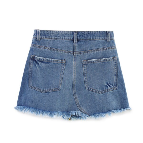 European And American Hole Denim Mini Skirt - Image 5