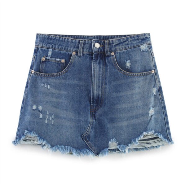 European And American Hole Denim Mini Skirt - Image 2