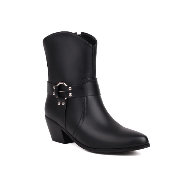 Belt Buckle Chunky Heel Martin Booties - Image 8