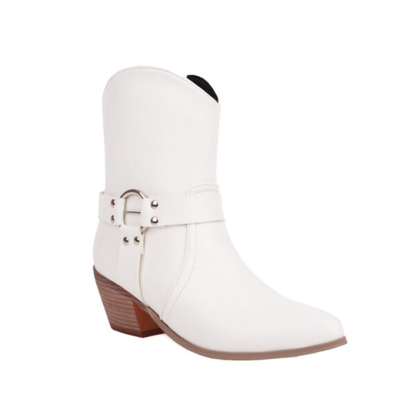 Belt Buckle Chunky Heel Martin Booties - Image 4