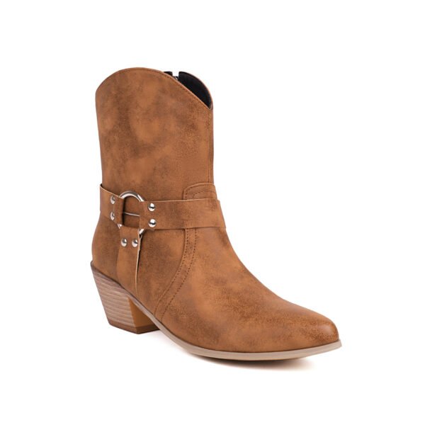 Belt Buckle Chunky Heel Martin Booties - Image 6