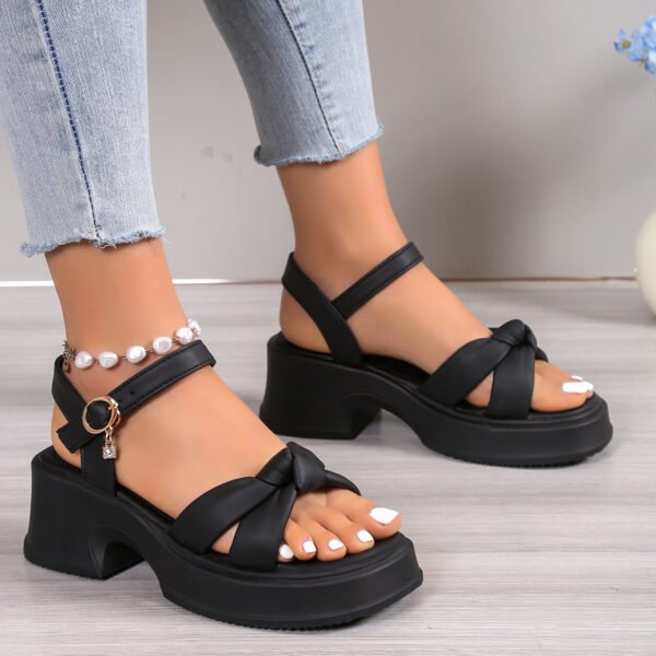 Thick Heel Black With Skirt Thick Bottom High Heel Slippers - Image 8